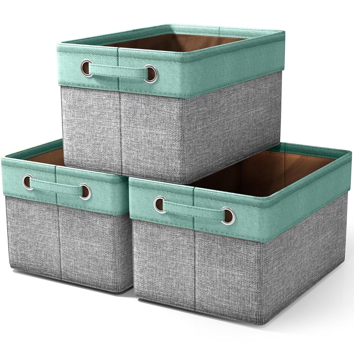 Sorbus Premium Fabric Storage Cubes 15 Inch - Big Sturdy Collapsible Storage Bins with Dual Handles - Foldable Baskets for Organizing - Decorative Cube Storage Bins for Home & Office Use- 3 Pack| Teal - 15” L x 10.75” W x 9.50” H - Verde azulado