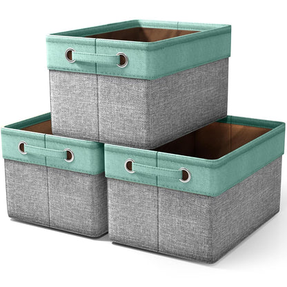 Sorbus Premium Fabric Storage Cubes 15 Inch - Big Sturdy Collapsible Storage Bins with Dual Handles - Foldable Baskets for Organizing - Decorative Cube Storage Bins for Home & Office Use- 3 Pack| Teal - 15” L x 10.75” W x 9.50” H - Verde azulado
