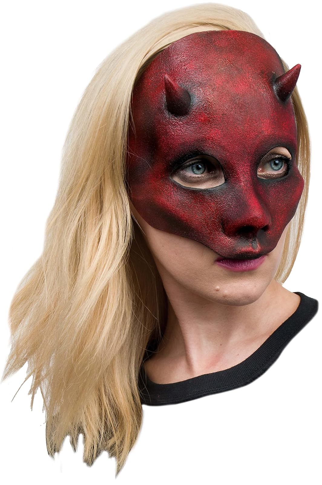 Ghoulish Productions Demon Girl Mask, Máscara para Mujer de Demonio Rojo Elegante, Antifaz de Diablo del Infierno Ideal para Halloween y Fiestas de Disfraces