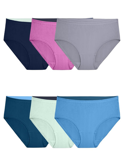Fruit of the Loom Pantaletas Transpirables de Algodón, Paquete de 6, para Mujer - 8 - Multicolor