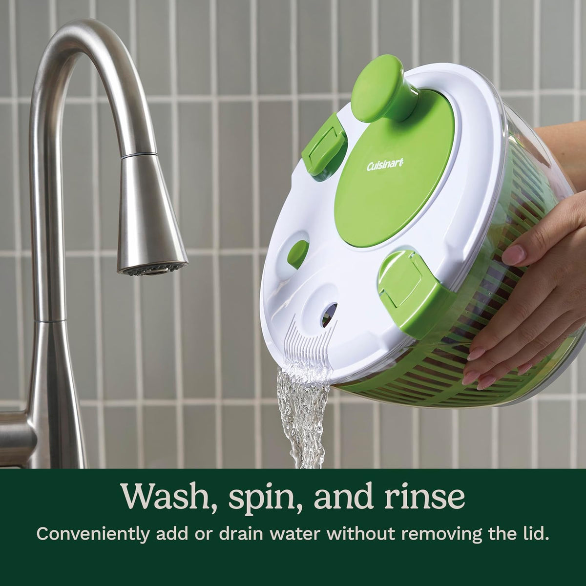 Cuisinart - Spinner grande para ensalada, lavar, centrar y secar ensalada, frutas y verduras, 5 cuartos de galón, CTG-00-SAS1