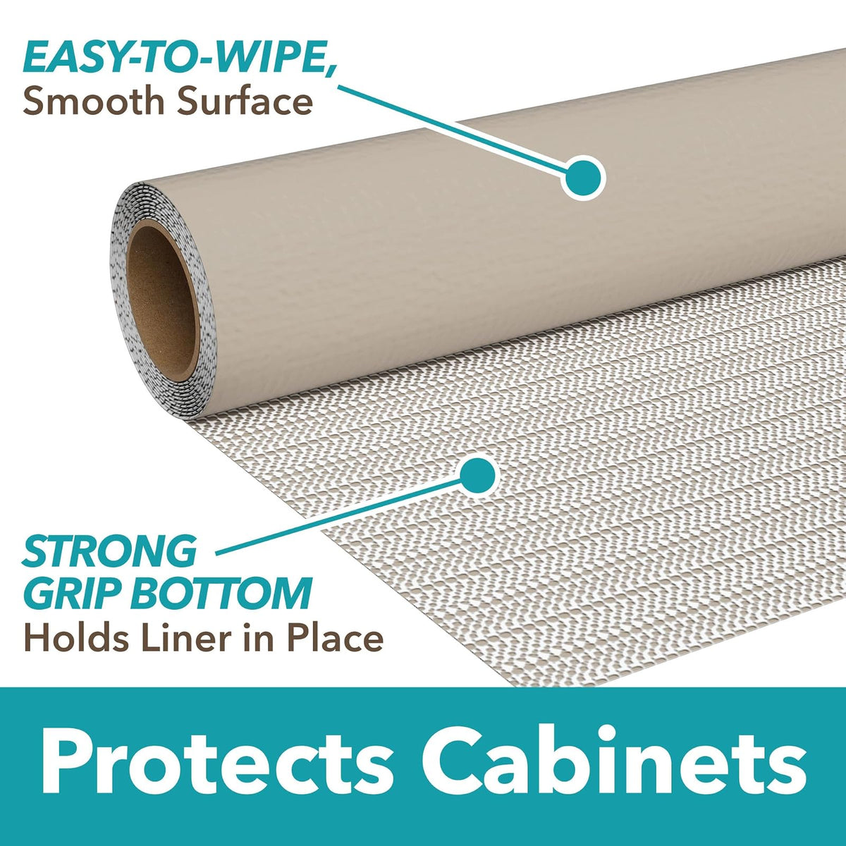 Smooth parte superior EasyLiner para armarios y cajones, fácil de instalar y cortar para ajustar, papel de estante y forro de cajón no calcomanía, forro antideslizante para estante de 12 pulgadas x 10