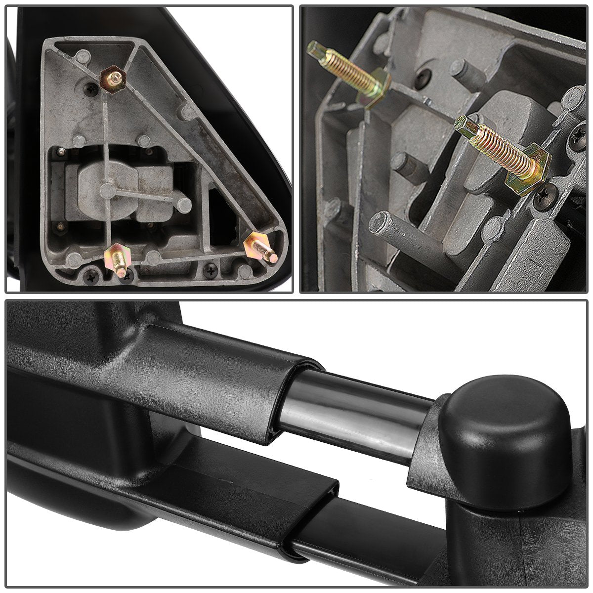 DNA MOTORING Espejo de remolque manual derecho para 03-06 Silverado Suburban Avalanche Tahoe Sierra Yukon, lado derecho, TWM-001-T222-BK-R