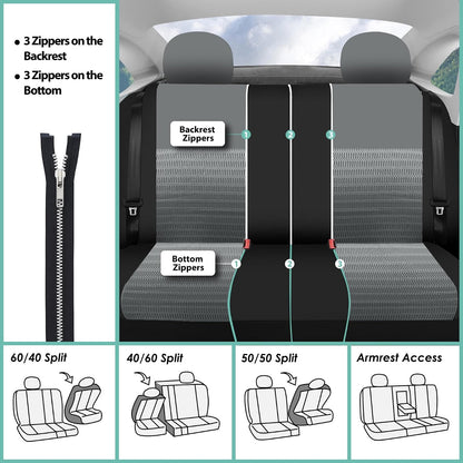 FH GROUP fb060128 Tres Fila Set Moda Elegancia Asiento de automóvil cubre, Gray (4 Buckets 1 Bench)