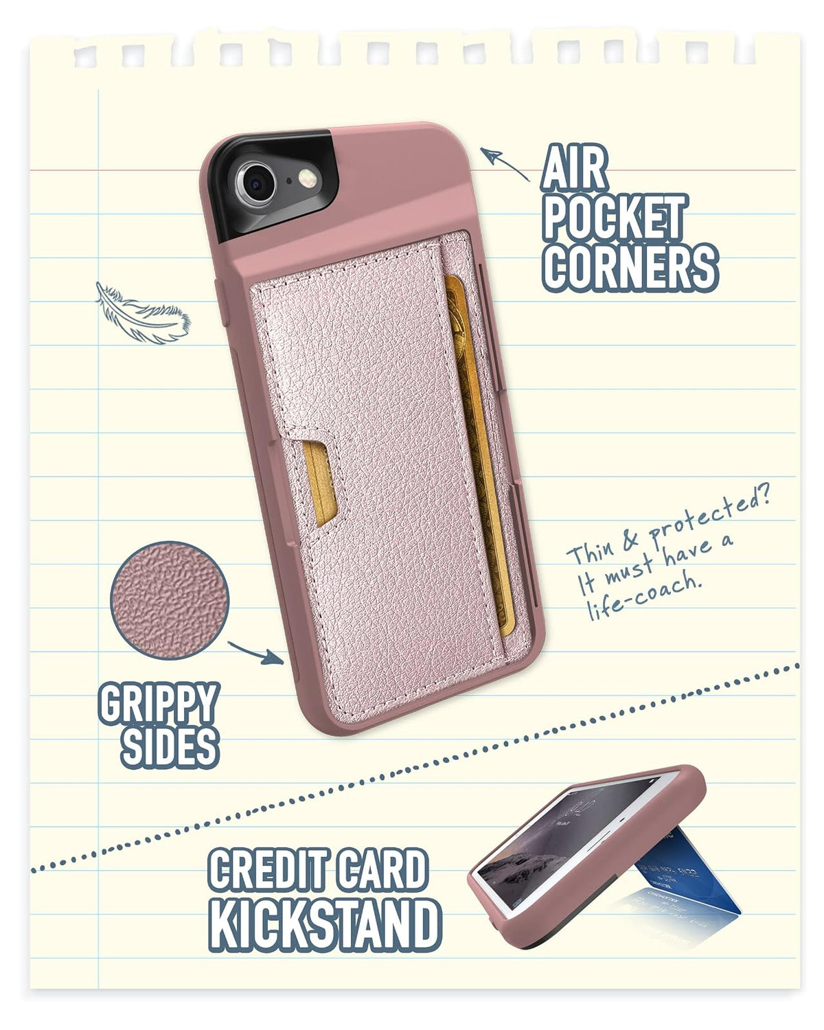 Silk iPhone 7 and 8 Wallet Case, Slayer Vol. 2, Rose Gold