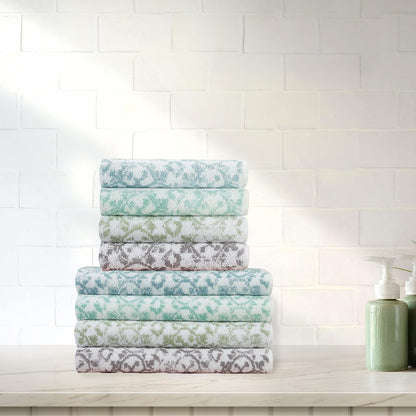Jessica Simpson – Bath Towel 4 Piece Set | Aziza | Premium Bathroom Décor | Includes 2 Hand Towels and 2 Shower Towels | 100% Cotton & Machine Washable | Frosty Green