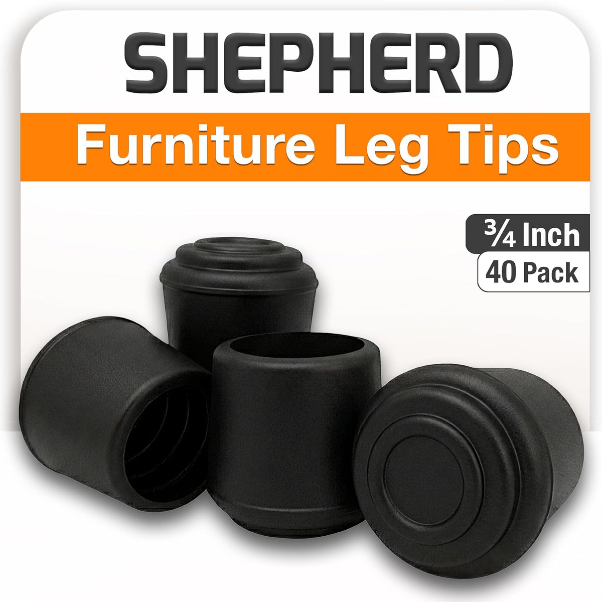 Shepherd Hardware Puntas de goma para patas, 7/8" negro, paquete de 40, Negro