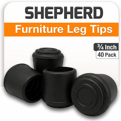 Shepherd Hardware Puntas de goma para patas, 7/8" negro, paquete de 40, Negro