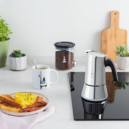 Bialetti - New Venus, Cafetera espresso de acero inoxidable, apta para todo tipo de fuegos, 4 tazas (5,7 oz), aluminio, plata