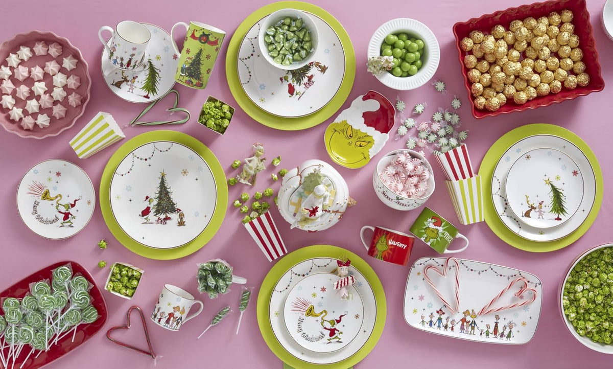 Lenox Set 4 Platos para Ensalada Merry Grinchmas Porcelana Surtidos 20 cm El Grinch