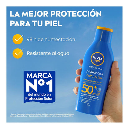 Protector Solar Corporal NIVEA SUN Protección E Hidratación Fps50+ 125Ml Con Vitamina C Y Ácido Hialurónico