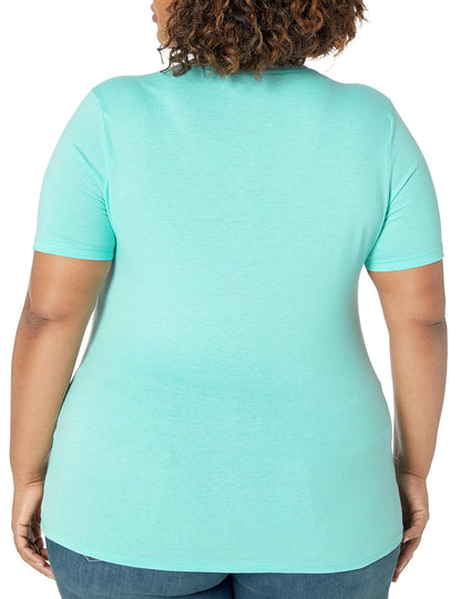 JUST MY SIZE Women's Size Plus Printed Short-Sleeve V-Neck T-Shirt