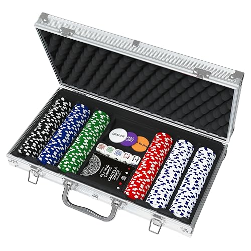 Spin Master Games Cardinal, Juego de póquer de 300 Piezas con Estuche de Aluminio y fichas Profesionales de 11.5 g más 5 Dados de póquer, para Adultos y niños a Partir de 10 años