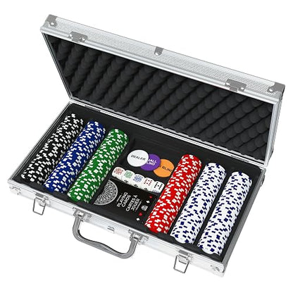 Spin Master Games Cardinal, Juego de póquer de 300 Piezas con Estuche de Aluminio y fichas Profesionales de 11.5 g más 5 Dados de póquer, para Adultos y niños a Partir de 10 años