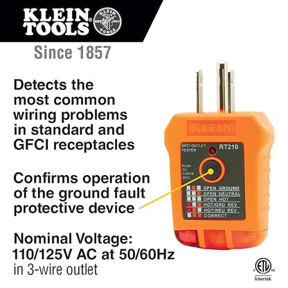 Klein Tools - Kit de prueba eléctrica de multímetro digital, probador de voltaje sin contacto, probador de tomacorrientes GFCI y probador de voltaje electrónico.MM320KIT , Negro/Naranaja/Amarillo
