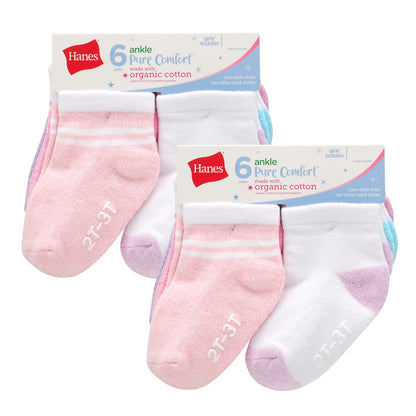 Hanes And Toddler Socks, Non-slip Grip Ankle Socks, Boys' and Girls', Multipacks Calcetines bebés niñas