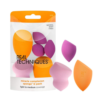 Real Techniques Miracle Face + Body Sponge, Esponja de Maquillaje - Esponja Miracle Complexion - Paquete de 6 (paquete de variedades)