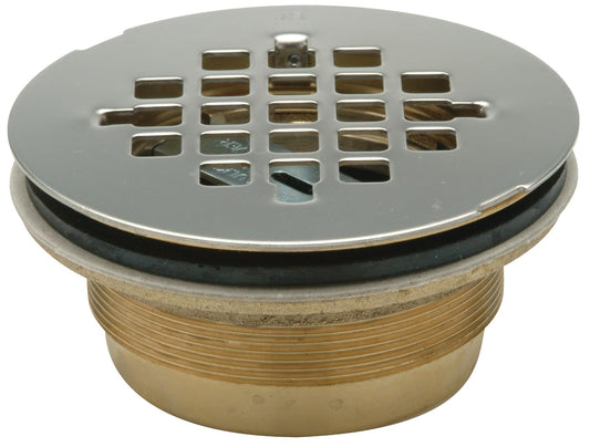 Zurn FD2275-BR2 desagüe de ducha sin calafateo de latón con colador de acero inoxidable, 2 pulgadas