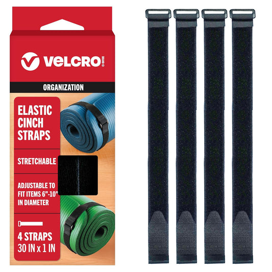 Velcro Brand - Correas elásticas de 30 Pulgadas, Paquete de 4 | Elásticas y Ajustables para un Ajuste cómodo | Sujetar Paraguas al Aire última intervensión, Madera, Lonas, Mantas, Postes, más, cincha