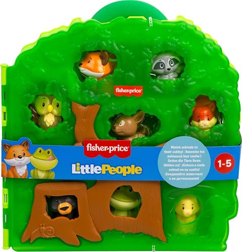 Fisher-Price Little People Estuche de Animalitos del Bosque, Set de Juego Portátil, 8 Figuras de Animales, Juguete para Bebés de 1 Año en Adelante