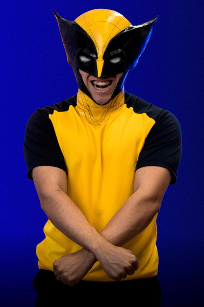 Ghoulish Productions Wolverine Máscara de Látex Completa - Licencia Oficial de Colección Amarillo y Negro Mediana - Accesorio para Disfraz de Superhéroe Halloween Cosplay Convenciones