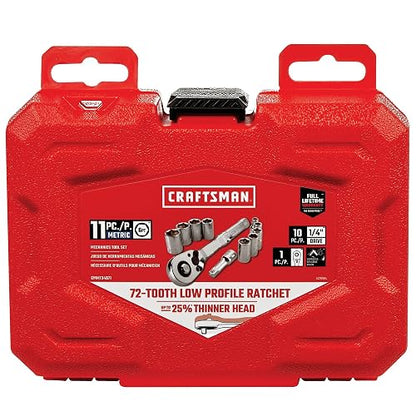 CRAFTSMAN Juego de herramientas para mecánicos, milimétrica, con entrada de 1/4 de pulgada 11 piezas (CMMT34871)