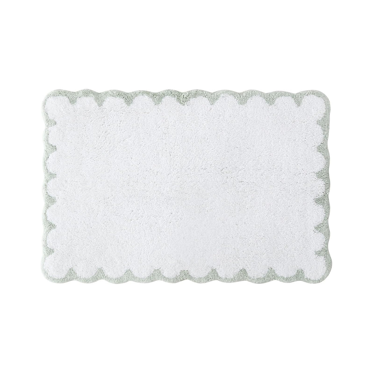Peri Home - Alfombra de baño festoneada, Suave y Absorbente, 100% algodón, 20 x 30 Pulgadas, Color Blanco con Festoneado Salvia