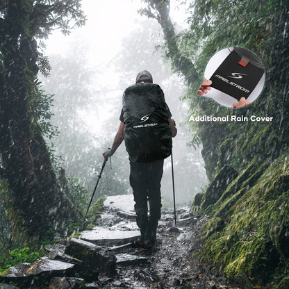 Maelstrom Mochila Senderismo Liviana, Mochila Camping con Cubierta Lluvia | Nailon anti desgarro agua, separación seco húmedo, bolsillos, silbato emergencia. Ideal hombre, mujer, senderismo