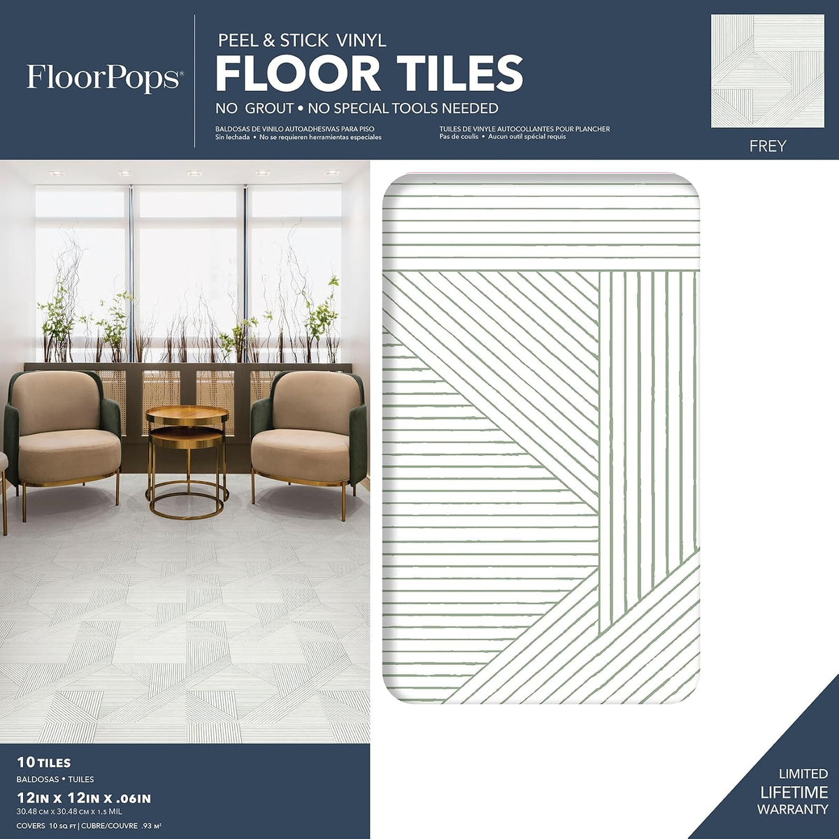 FloorPops FP4948 - Azulejos de piso neutros de 12 x 12 pulgadas