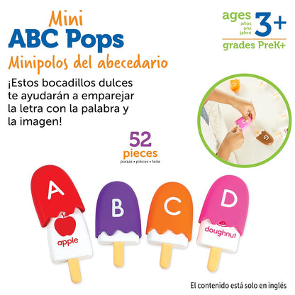 Learning Resources Mini ABC Pops, Actividades de Aprendizaje Preescolar, Juguetes Montessori, Juguetes de Aprendizaje y educación, paletas, 52 Piezas, A Partir de 3 años