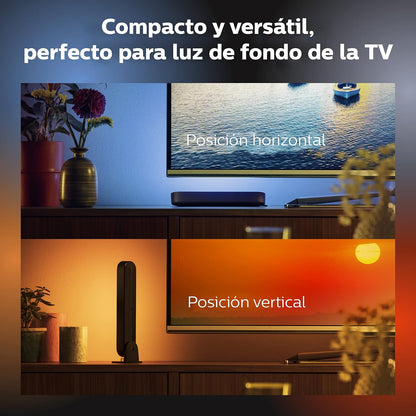 Philips Hue 78202/30/U7 Play White & Color Ambiance Paquete doble de barra de luz + Extensión Tira de Luz Interior White & Color Ambiance 1m Versión Lightstrip Plus V4 con Bluetooth y Zigbee
