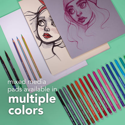 Canson Graduate - Bloc de papel mixto de 28 x 35 cm | Almohadilla plegable, 20 hojas (120 lb/200 g) de papel de artista para adultos y estudiantes, para acuarelas, marcadores