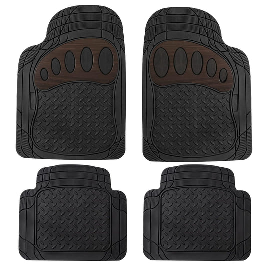 FH Group - Alfombrillas para automóvil de Ajuste Universal, Resistentes al Clima para Todo Tipo de Clima, Goma Resistente para la mayoría de Automóviles, SUV y Camiones, con diseño de Huellas, Juego