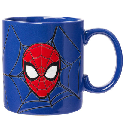 Silver Buffalo Marvel Comics - Taza de cerámica resistente a la cera de Spiderman, 20 onzas, azul/multi, 20 onzas