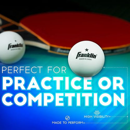 Franklin Sports Pelotas de Tenis de Mesa - Tamaño y Peso Oficial, 40mm, Una Estrella, Profesionales, Duraderas y de Alto Rendimiento - Blancas - Paquete de 36