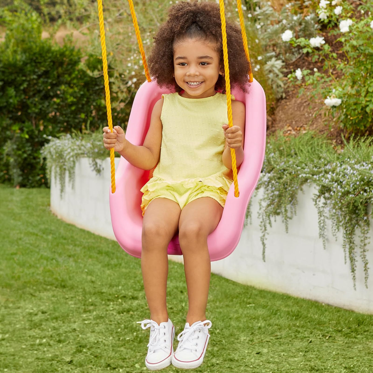 LITTLE TIKES, 2-in-1 Snug 'n Secure Swing, Columpio para Niñas, para Exterior o Interior, Cómodo y Seguro, Color Rosa