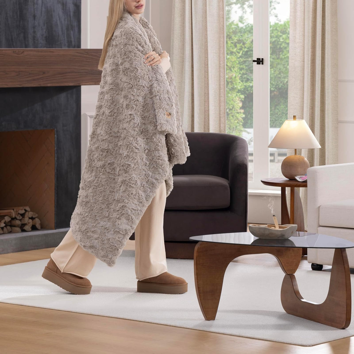 UGG Manta Adalee – Manta Suave de Piel sintética – Ostra