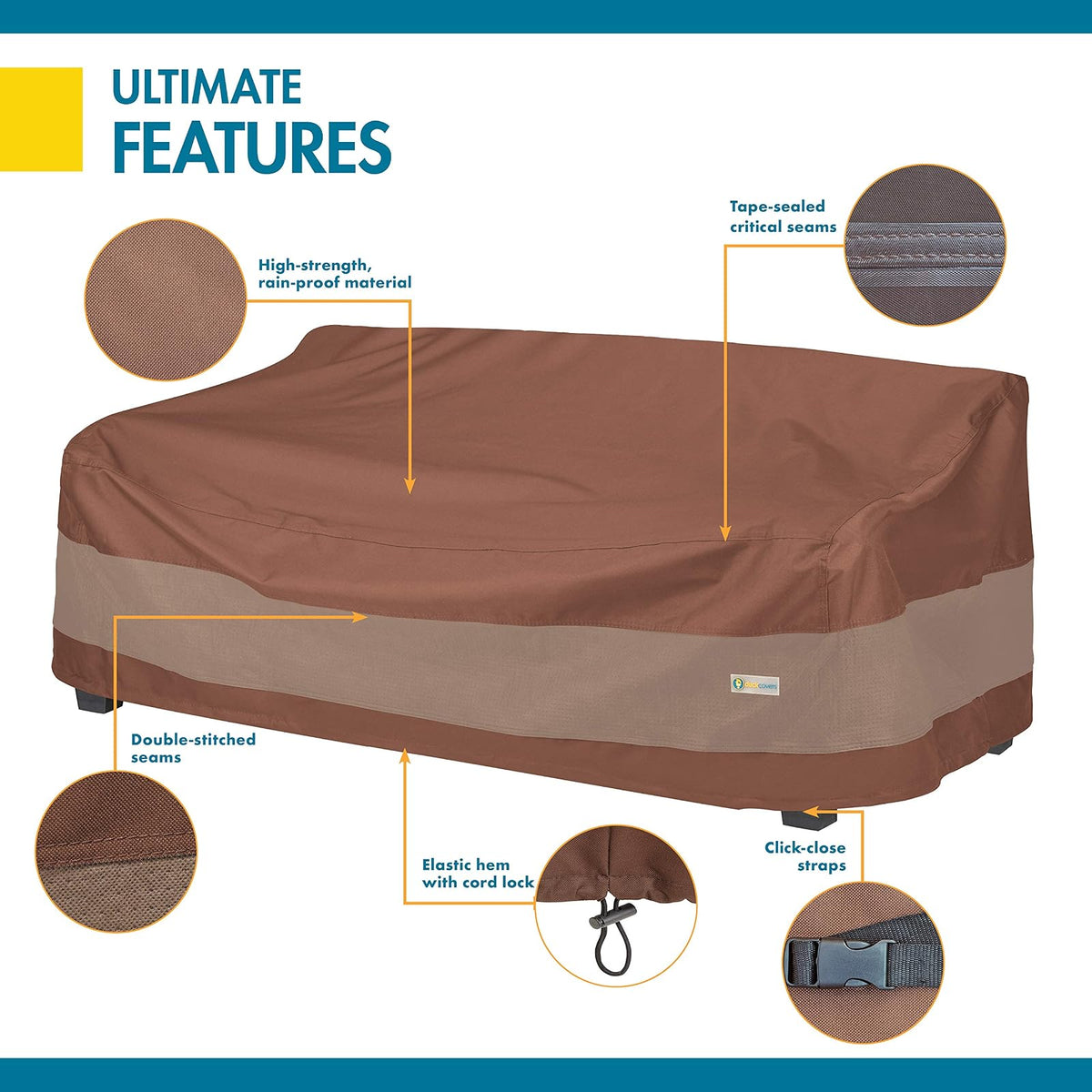 Duck Covers Ultimate - Funda Impermeable para sofá de Patio de 91 Pulgadas, Fundas para Muebles de Patio