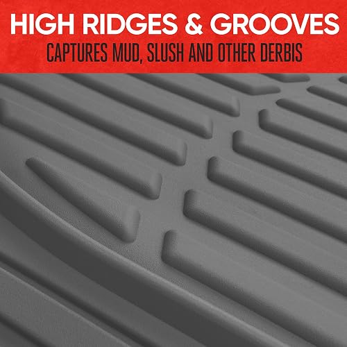 Motor Trend flextough alfombrillas - Plato hondo alfombrillas de goma resistente para automóvil SUV Camión & Van, color negro, Gris