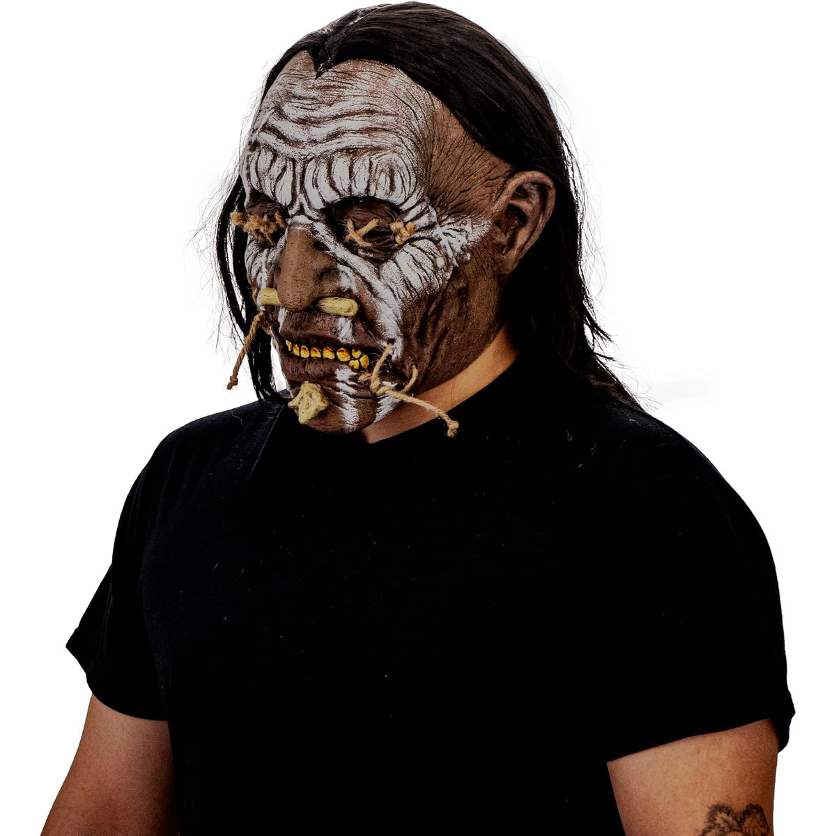 Ghoulish Productions Máscara De Látex Shuar Enemy, Accesorio Látex Cosplay Enemigo Voodoo, Disfraz Aterrador para Halloween y Fiestas Temáticas, Cosplay Magia Vudú, Diseño Artesanal