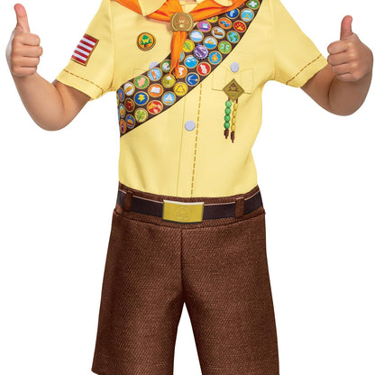 Disfraz de Russell de Up, Traje de Personaje Inspirado en la película de Disney Pixar para niños, tamaño clásico del niño extrachico (3T-4T) café (106959M)
