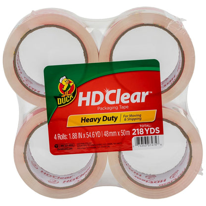 Duck HD Cinta Transparente de Alto Desempeño para Empaque - 4 paquetes