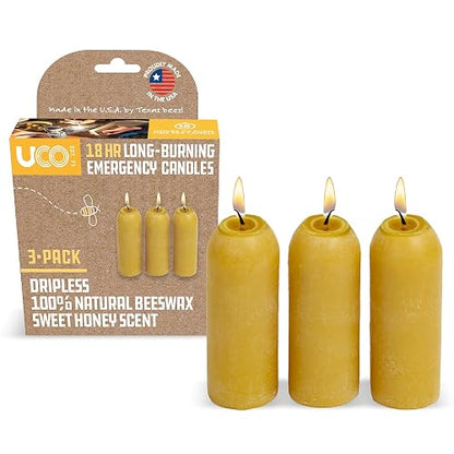 UCO - Velas de Cera de Abeja Natural de 12 Horas - Linterna de Vela