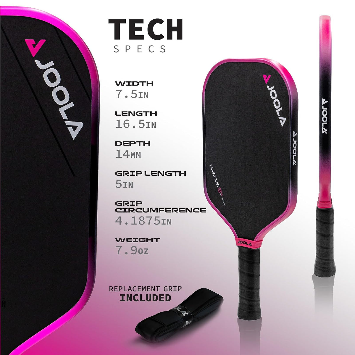 JOOLA Tyson McGuffin 3S Pickleball Paddle- Elongated Shape w/Shorter Handle. Charged Carbon Surface Technology for Power and Spin. NFC Chip Enabled and UPA-A
