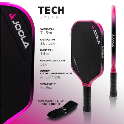JOOLA Tyson McGuffin 3S Pickleball Paddle- Elongated Shape w/Shorter Handle. Charged Carbon Surface Technology for Power and Spin. NFC Chip Enabled and UPA-A