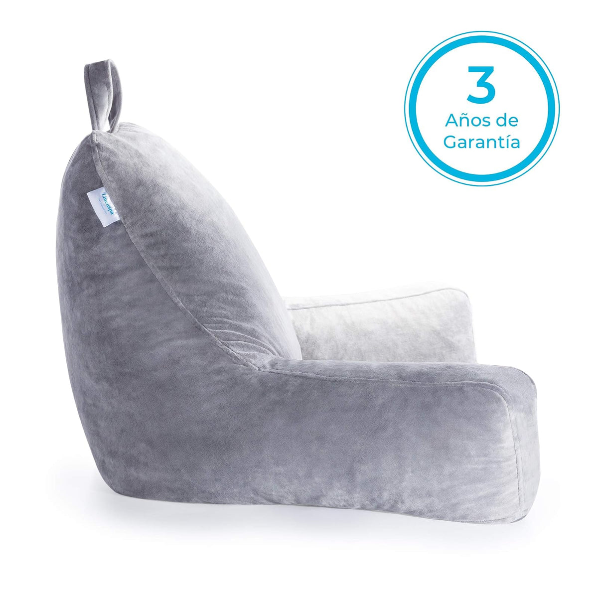 Linenspa - Almohada de Lectura con Memory Foam en Trozos - Cojín para Leer o Descansar - Soporte para Espalda - Para Niños o Adultos - Tamaño Estándar - Color Gris