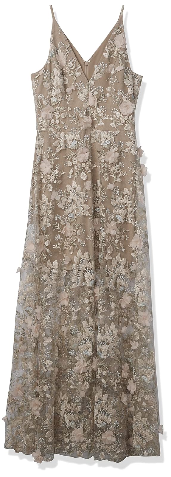 DRESS THE POPULATION Vestido Largo Floral Adornado sin Mangas para Mujer
