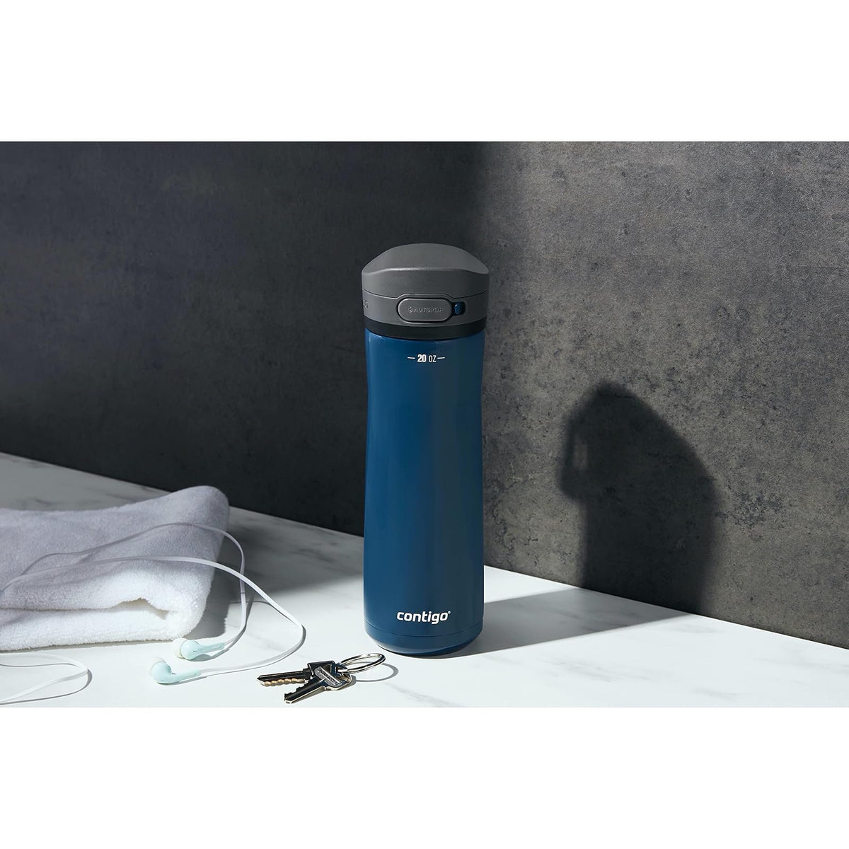 Contigo Jackson Chill 2.0 Botella de agua con tapa AUTOPOP | Acero inoxidable, 20 onzas, color arándano opaco