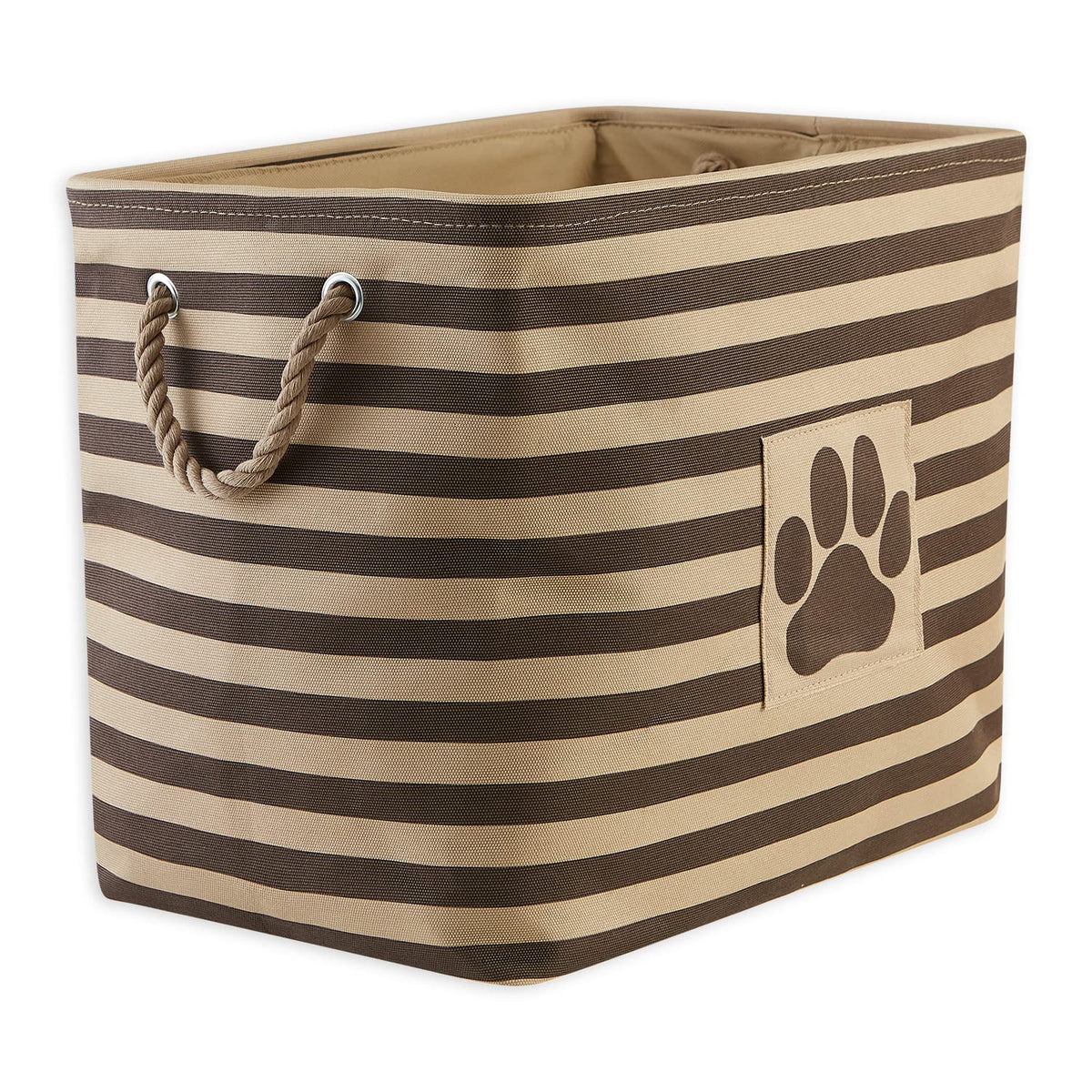 DII Bone Dry Pet Toy and Accessory Storage Basket for Home Décor & Everyday Use, marrón (Rectangle Striped Brown) - Rectangle Large - Marrón rayado