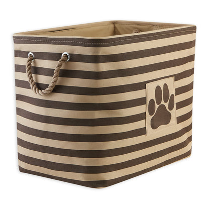 DII Bone Dry Pet Toy and Accessory Storage Basket for Home Décor & Everyday Use, marrón (Rectangle Striped Brown) - Rectangle Large - Marrón rayado